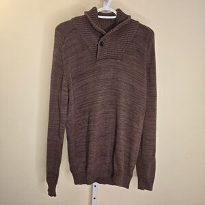 G-Star Raw Men's Large Peltz Shawl Collar Knit Long Sleeve Sweater Reddish Brown